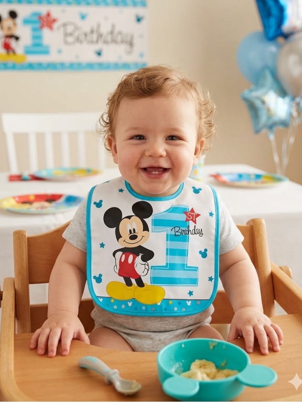 NEW Disney Baby Mickey Mouse First Birthday Bib